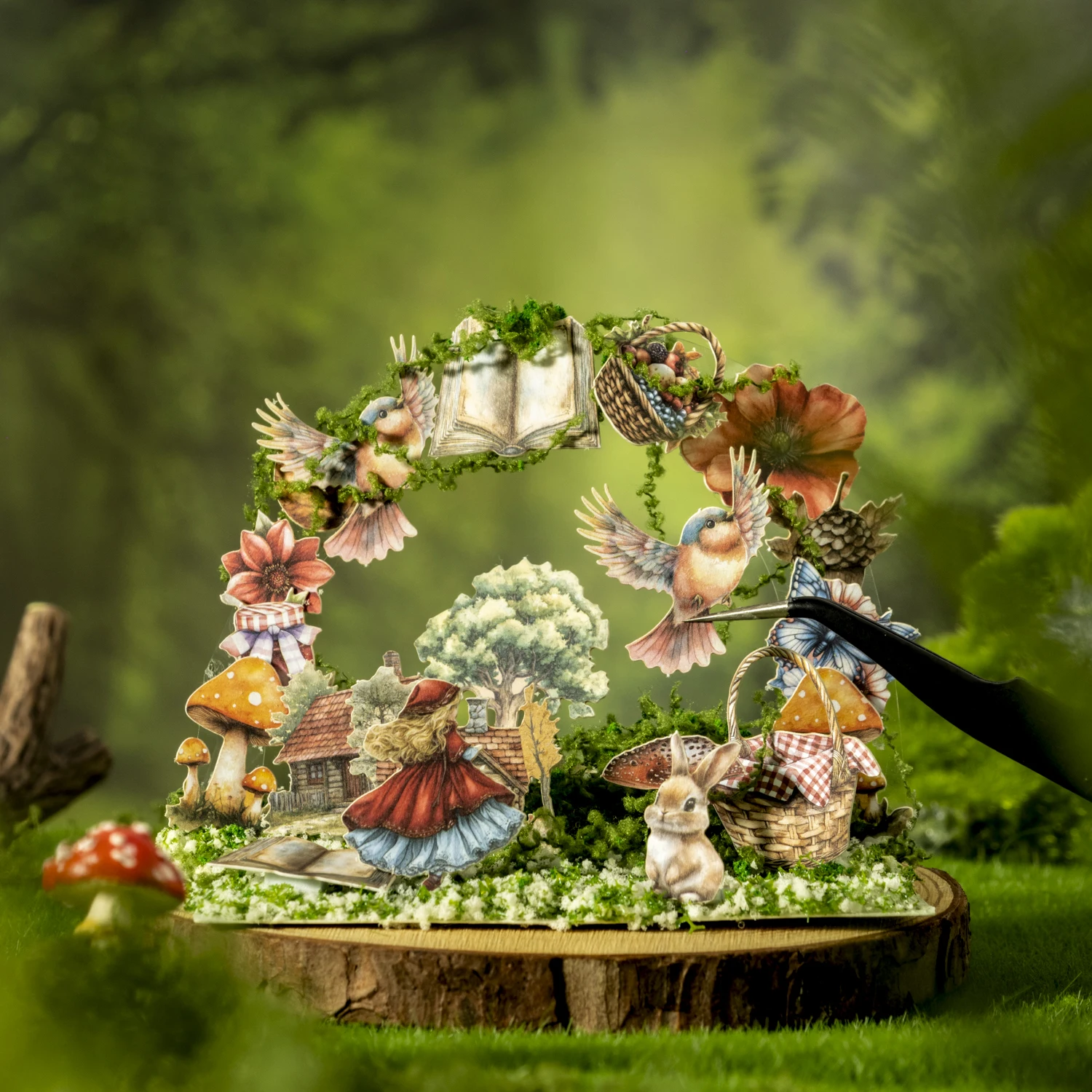 

Fairy Tale Town in Palm Series Vintage Flower Character Landscape Sticker Creative DIY Journal Material Collage Stationery