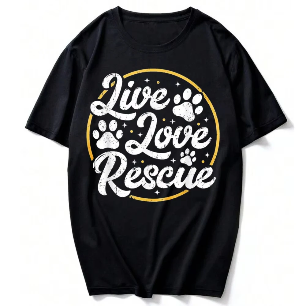 Dog Lover Adopt A Dog or Cat Cute Adoption Live Love Rescue T-Shirt Streetwear Funny Outdoors High Quality Cotton Short-sleev