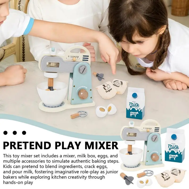 Speelgoedblender Fantasiespel Mixer Houten keukenspeelset Accessoires Fantasiespel Speelgoed voor peuter Meisjes Jongens Baby Kinderen van 3-5 jaar