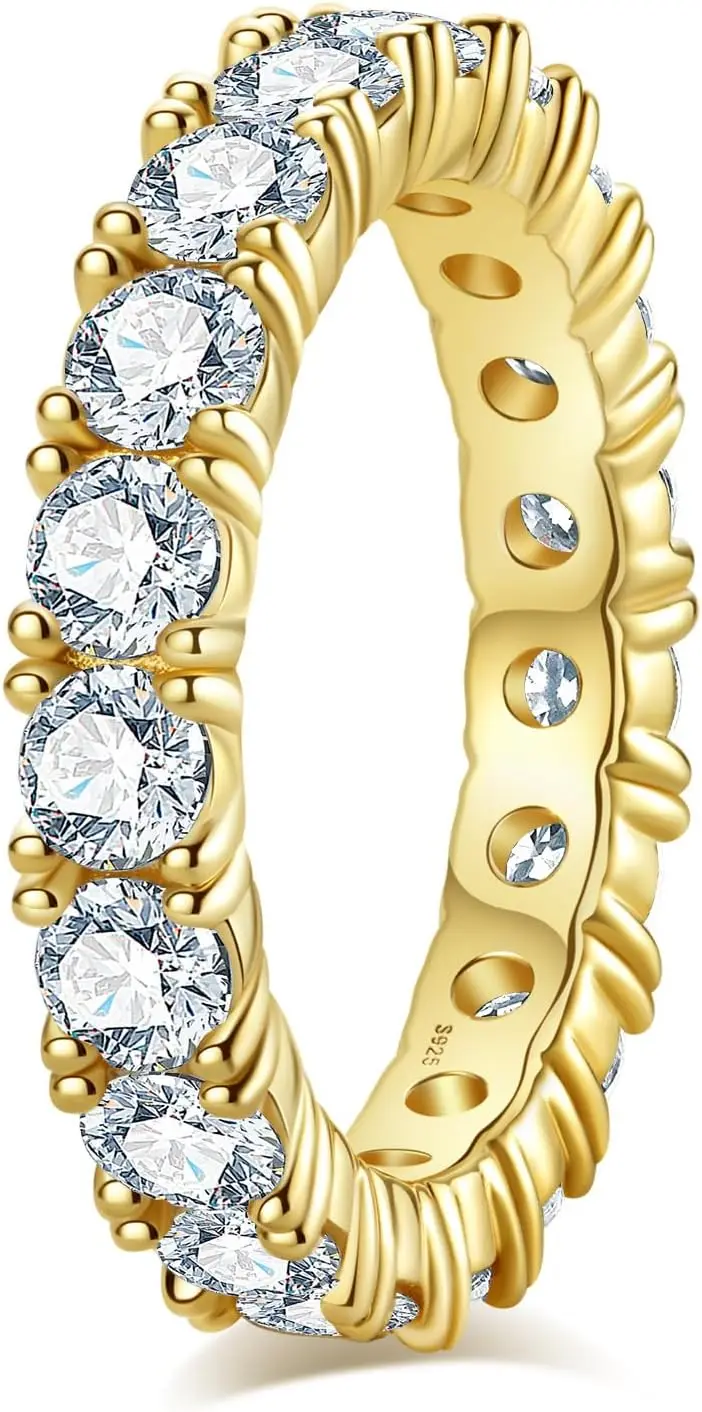 

Eternity Band 4ct Round Cut D Color VVS1 Moissanite 14K Yellow Gold Plated Women's Ring