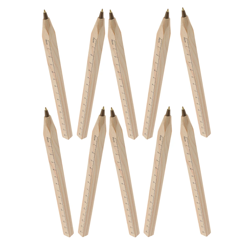 

10pcs Wooden School Supplies Pen Ruler Design Black Ink Vintage School Creative Writing Tools Signature Pen H made Gifts
