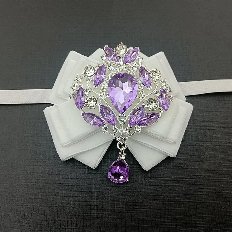 

Vintage Velvet Rhinestones Bow Ties British Korean Women's Men's Business Suit Shirt Collar Bows Original Handmade Jewelry Gifts