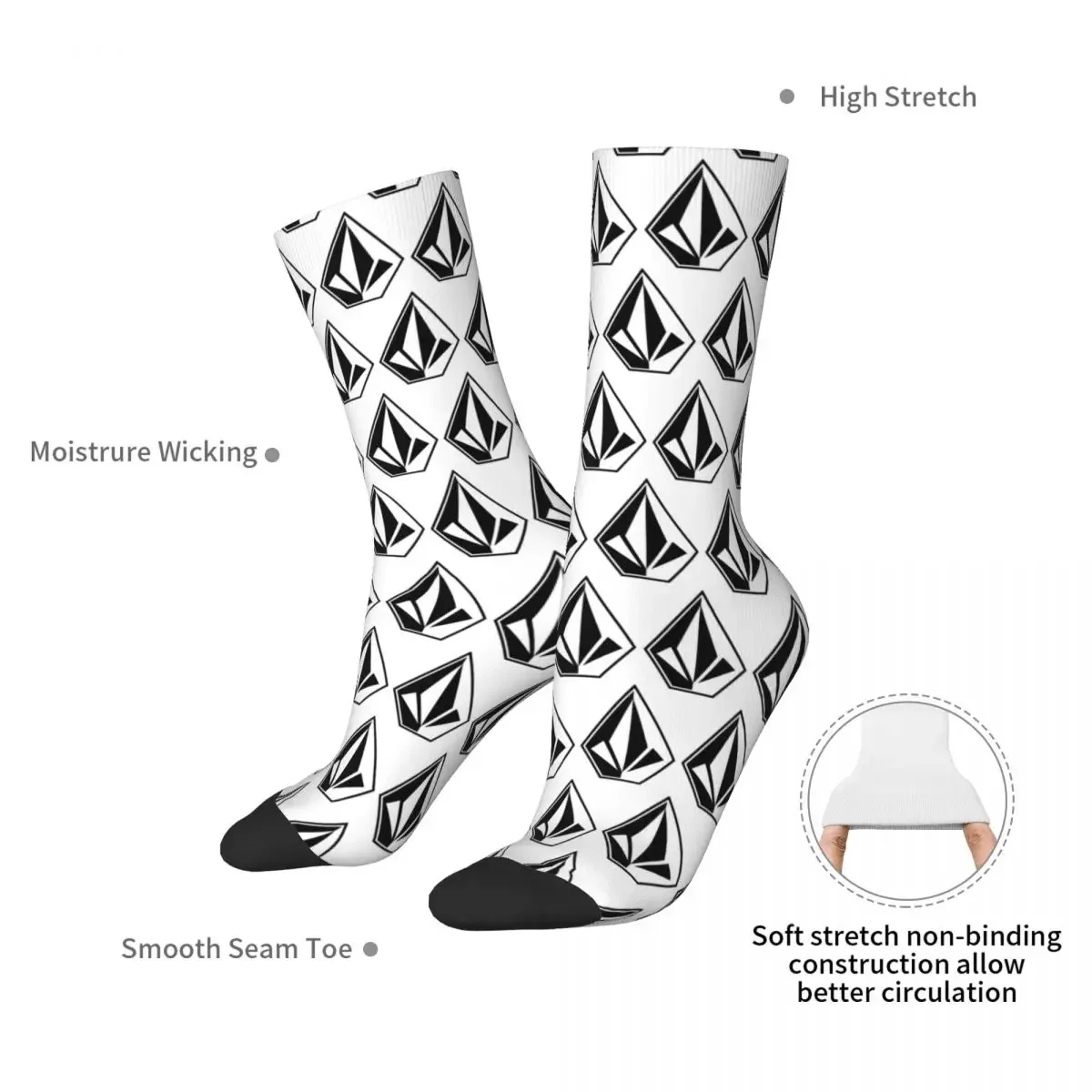 Volcom Logo Socks Harajuku Super Soft Stockings All Season Long Socks Accessories for Man's Woman's Gifts