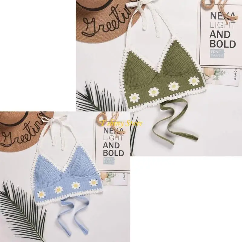 

N58F женский универсальный бюстгальтер без лямки с цветочным принтом для топов на бретельках, укороченный топ на бретельках с с