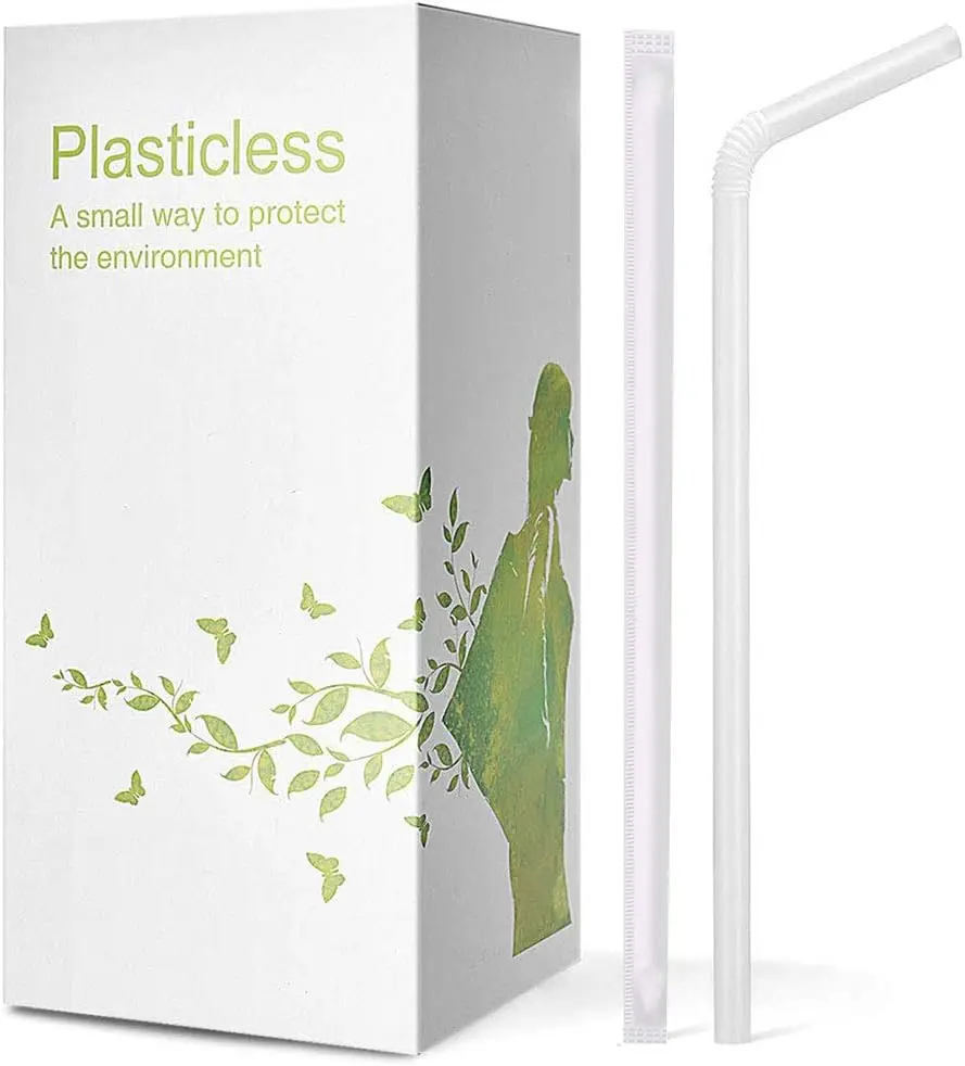 

200 Eco-Friendly Compostable Straws, Flexible & Biodegradable, Plant-Based Alternative to Plastic
