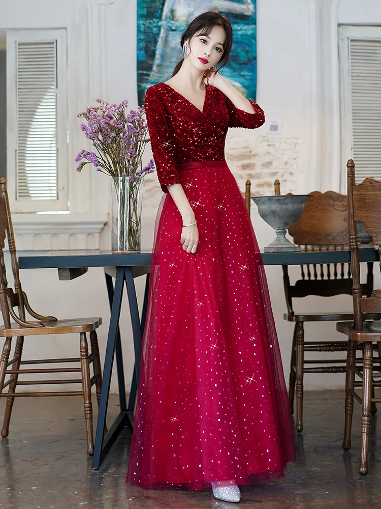 

plus Size Evening Gown Sparkling Long Performance Cotail Dr Slimming Belly Covering Stage Play Costume Ele Sensation