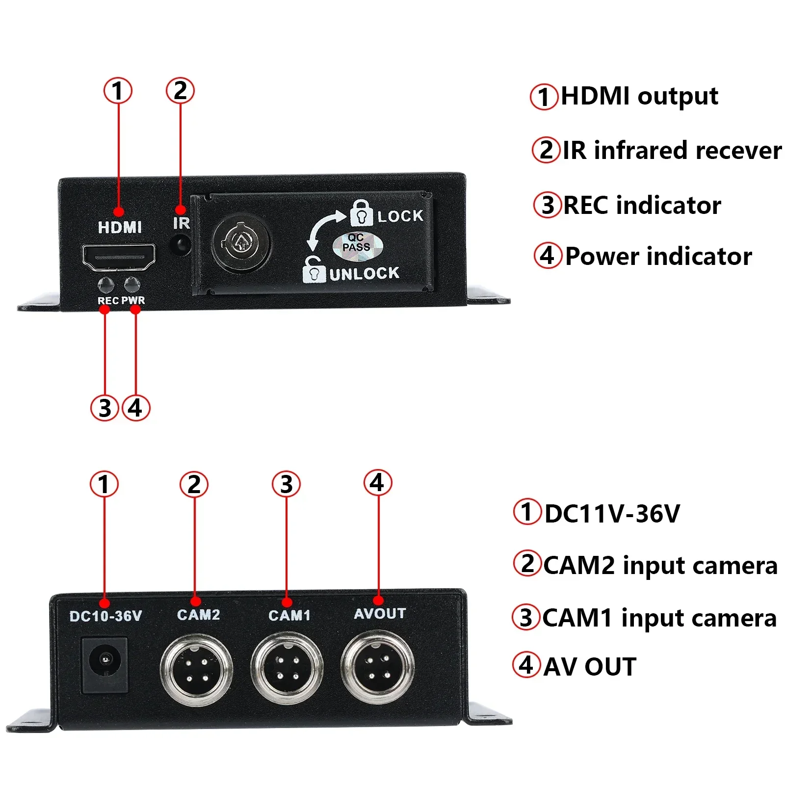 DVR MINI con control remoto para coche, camión, vehículo, registro de vídeo móvil, HDMI, CVBS, AHD, lote directo de fábrica, 2 canales