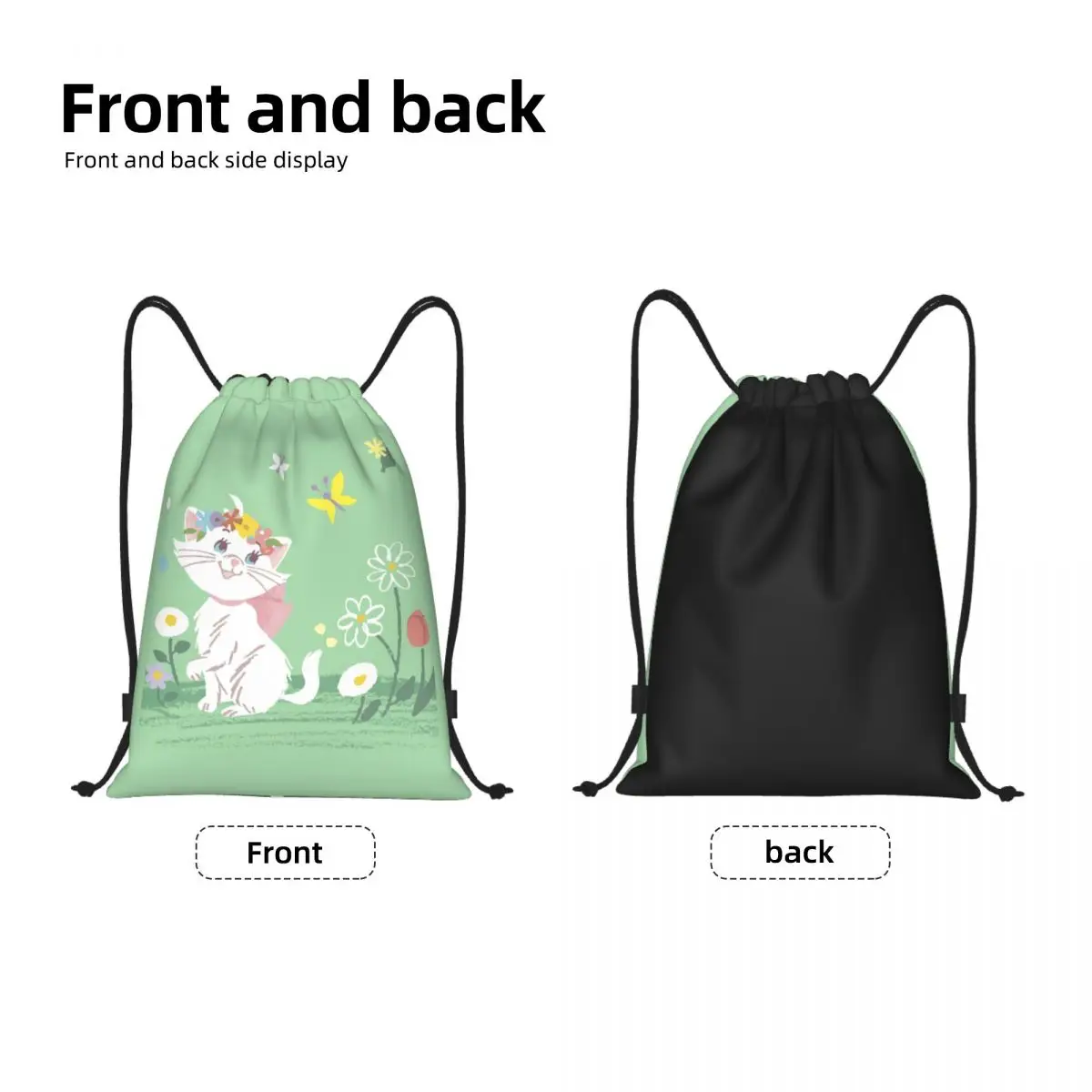 Custom Marie Cat Painting Drawstring Backpack Women Men Sport Gym Sackpack Foldable Training Bag Sack