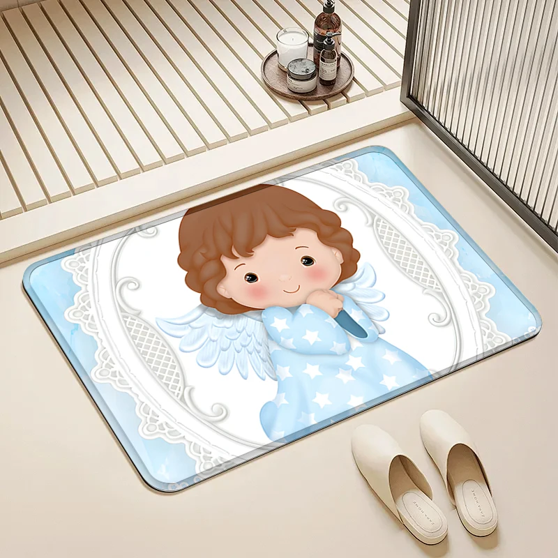 

Blue Dress Angel Girl Print Door Mat Non-Slip Absorbent Floor Rug for Home Bathroom Kitchen Decor