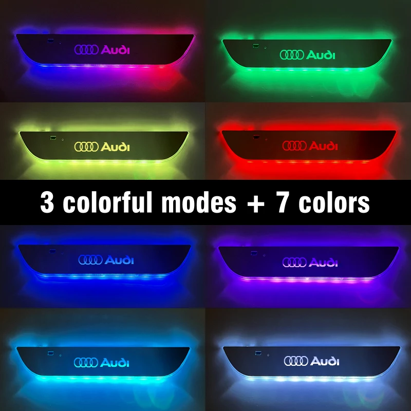 For Audi A1 A3 A4 A5 A6 A7 A8 Q3 Q5 Q7 Q8 Sline Brand New USB Power Moving LED Well Come Pedal Car Scuff Plate Door Sill Lights