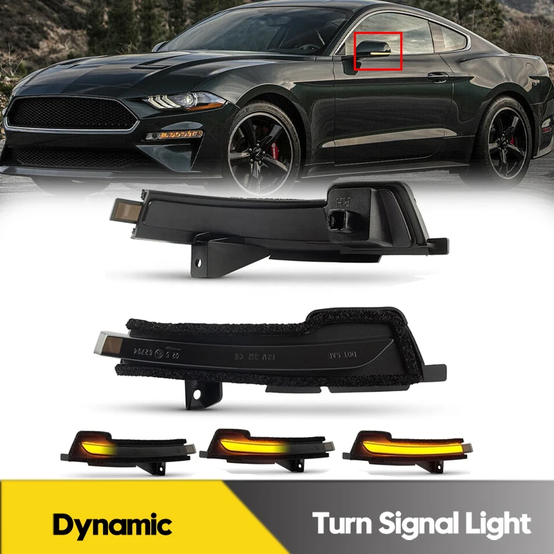 

2Pcs No Error LED Dynamic Side Mirror Lights For Ford Mustang 2015-2021 Turn Signal Blinker Lamps Amber Car Accessories