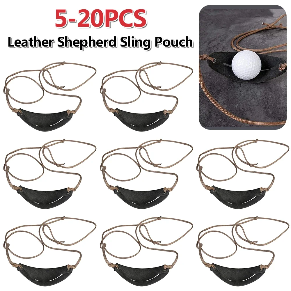 5-20PCS Handmade Leather Shepherd Sling Old-Fashioned Slingshot for Outdoor Sports Camping Shooting Hiking Hunting Accessories