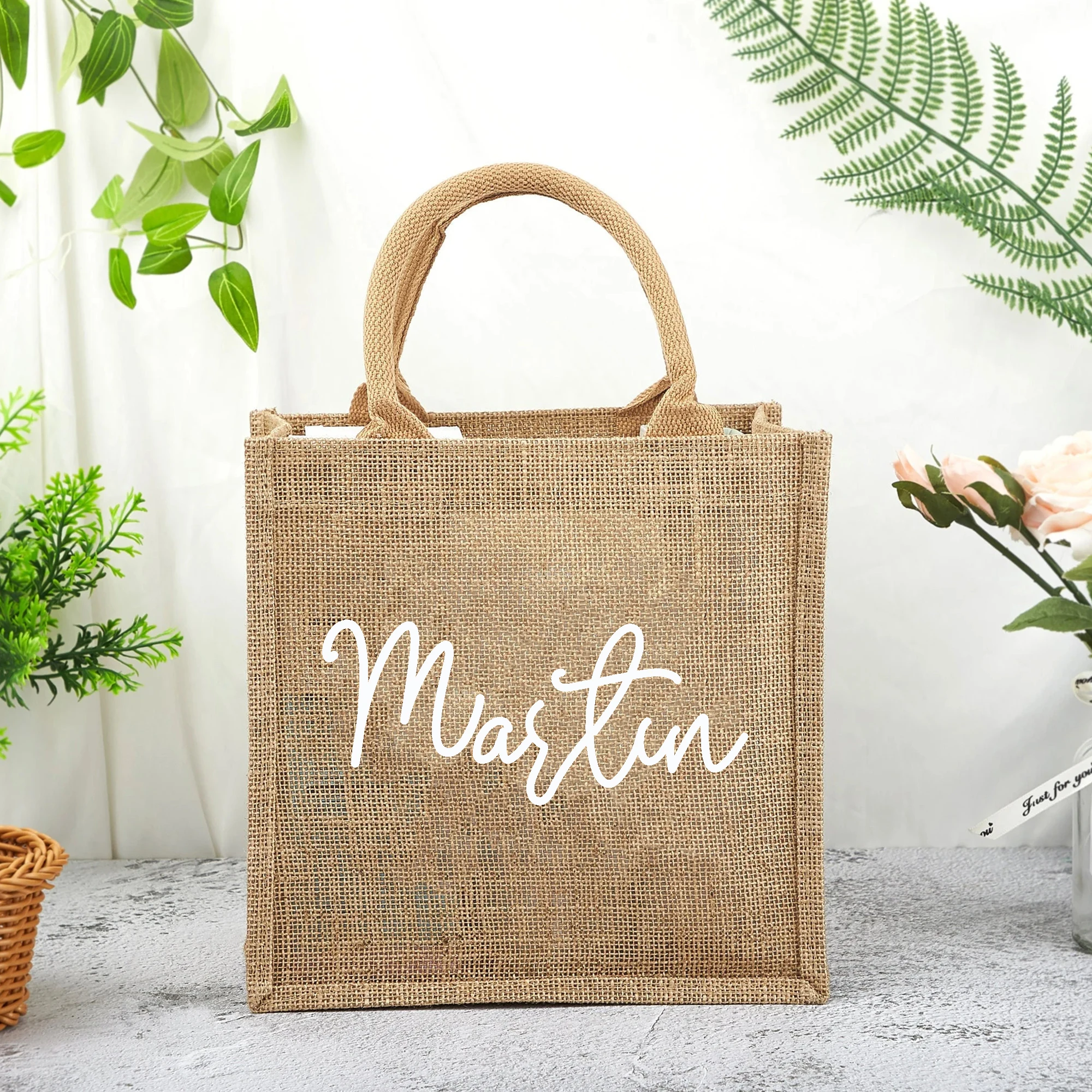 Personalized Burlap Bags, Custom Name Jute Bag, Bachelorette Party Favors, Monogram Beach Tote Bag, Wedding Bridesmaid Gifts Bag