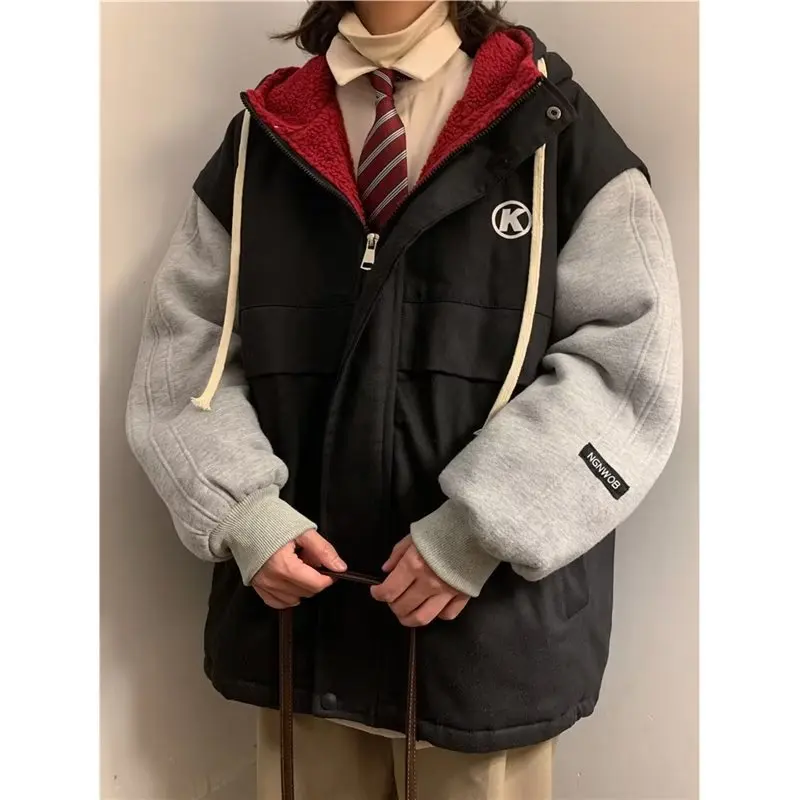 معطف قطني مزيف مكون من قطعتين للنساء لشتاء 2025 معطف قطني سميك جديد معطف عصري من صوف الضأن والقطن #2