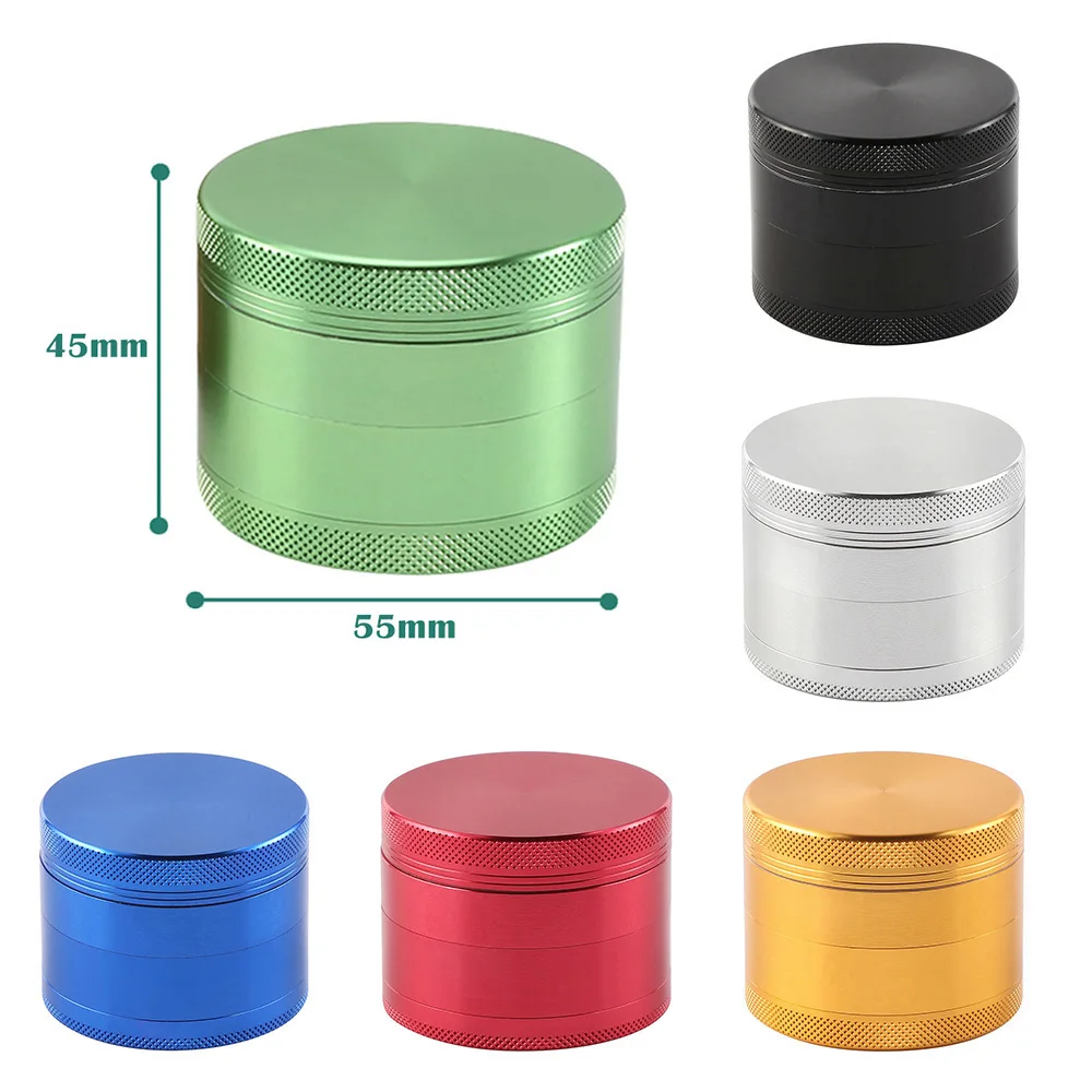 55mm Al Alloy Herb Grinders Durable Herb-medicine Mills 4-layers Spice Kibbler Smoking Accessories for Smoker Holiday Gifts