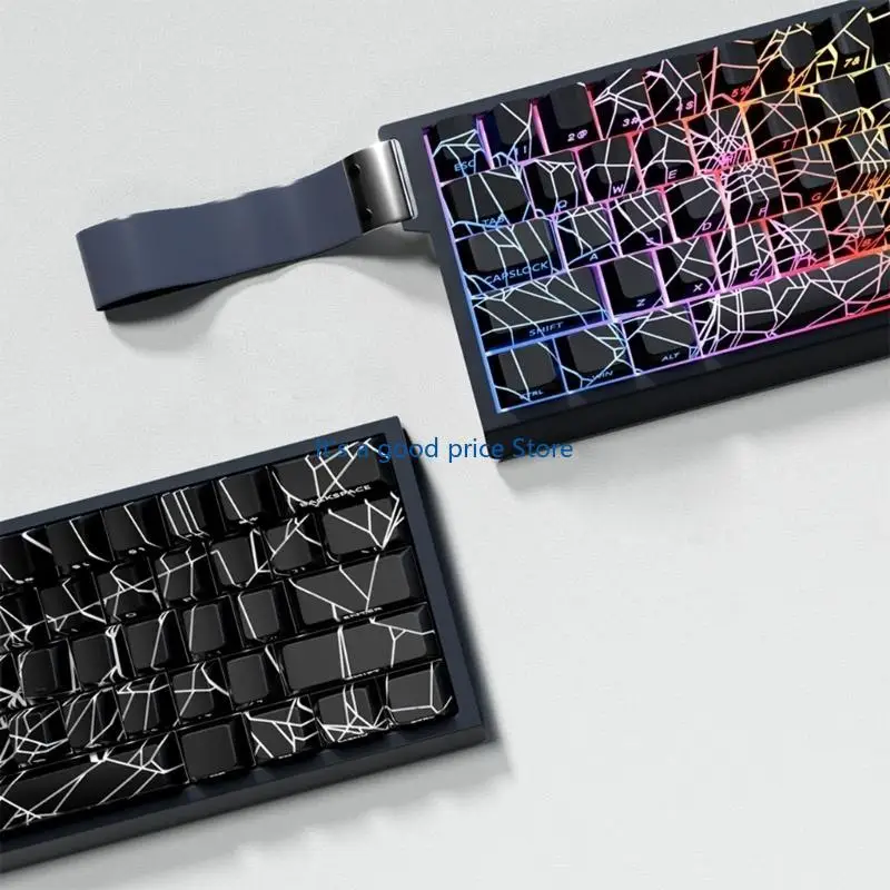 

64/74Key Keycaps Customs Spiders Web Keycap Set Side Print Backlit Keycaps for 61/64/68 Mechanical Keyboards