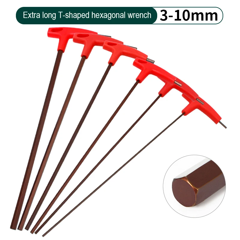 

Crutch shaped 390mm extra long T type hex key with flat head bit double ended wrench hexagonal screwdriver H3 H4 H5 H6 H8 H10