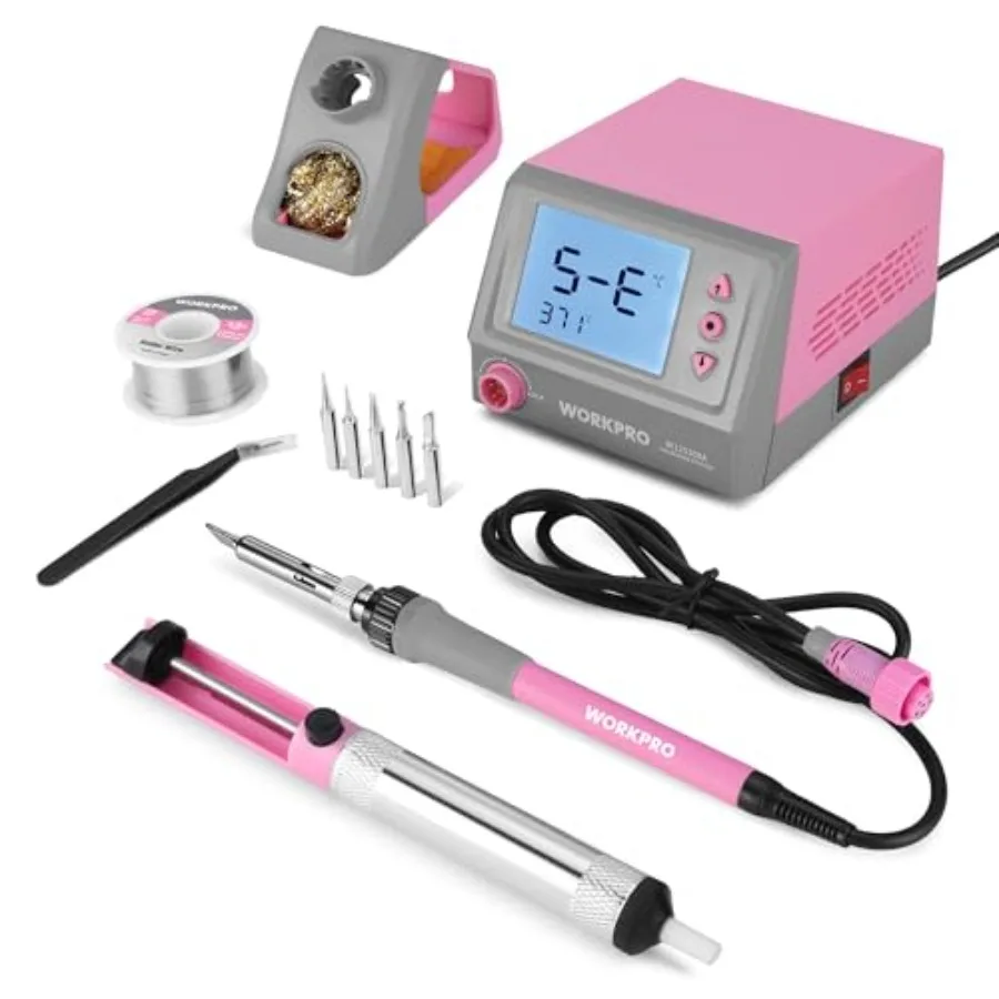 

Soldering Station, 60W Soldering Iron Kit Digital Display, 5 Extra Iron Tips, Precision Temperature Control Solder Station for