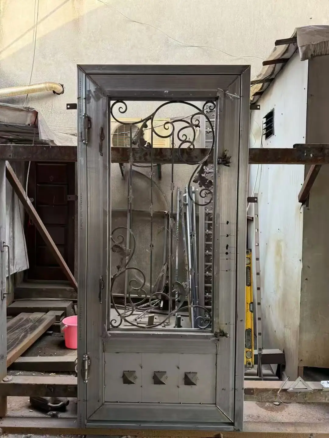 Home Exterior Entry Solid Glass Patio French Iron Door Made in China