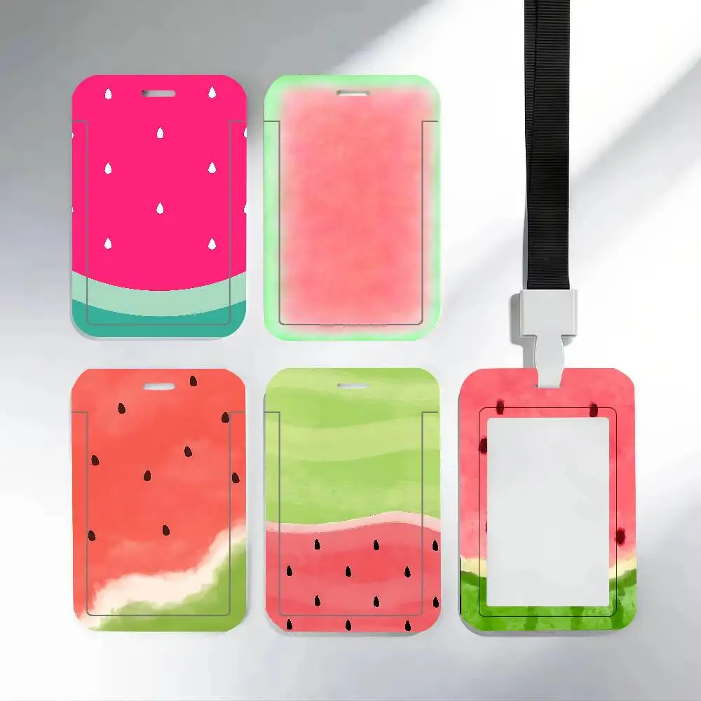 Watermelon Slice Clear ID Card Holder Lanyard Neck Strap Badge Case Door Credit Card Protector Daily Gift