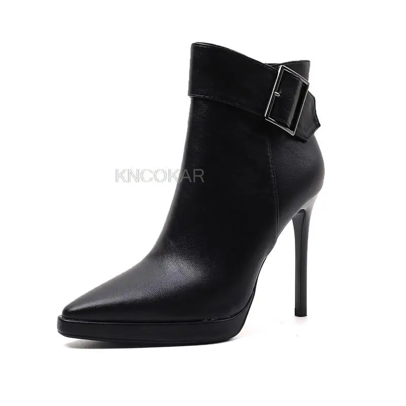 New Winter Pointed High Heel And Ankle Boot Heel With Velvet Boots Hot Style In Europe And The Single Boots Boots