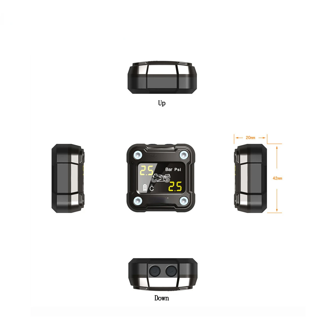 Motorcycle tire pressure sensor monitoring TPMS tire pressure temperature real-time monitor external sensing