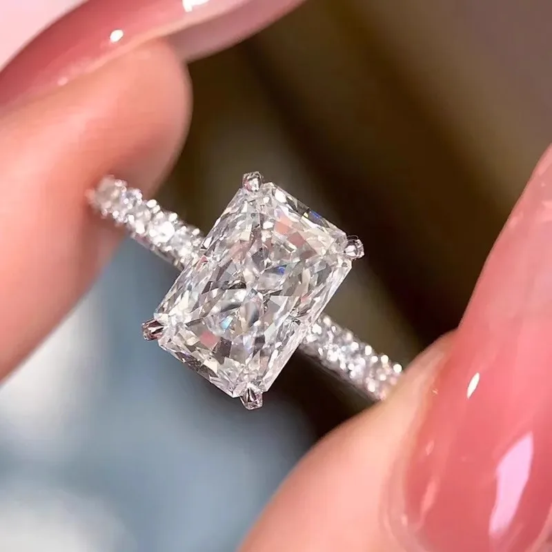 حقيقي Au585 14K خاتم الذهب الأبيض مختبر تزايد خاتم الماس IGI شكل مشع D VS1 خاتم الزواج خاتم الخطوبة