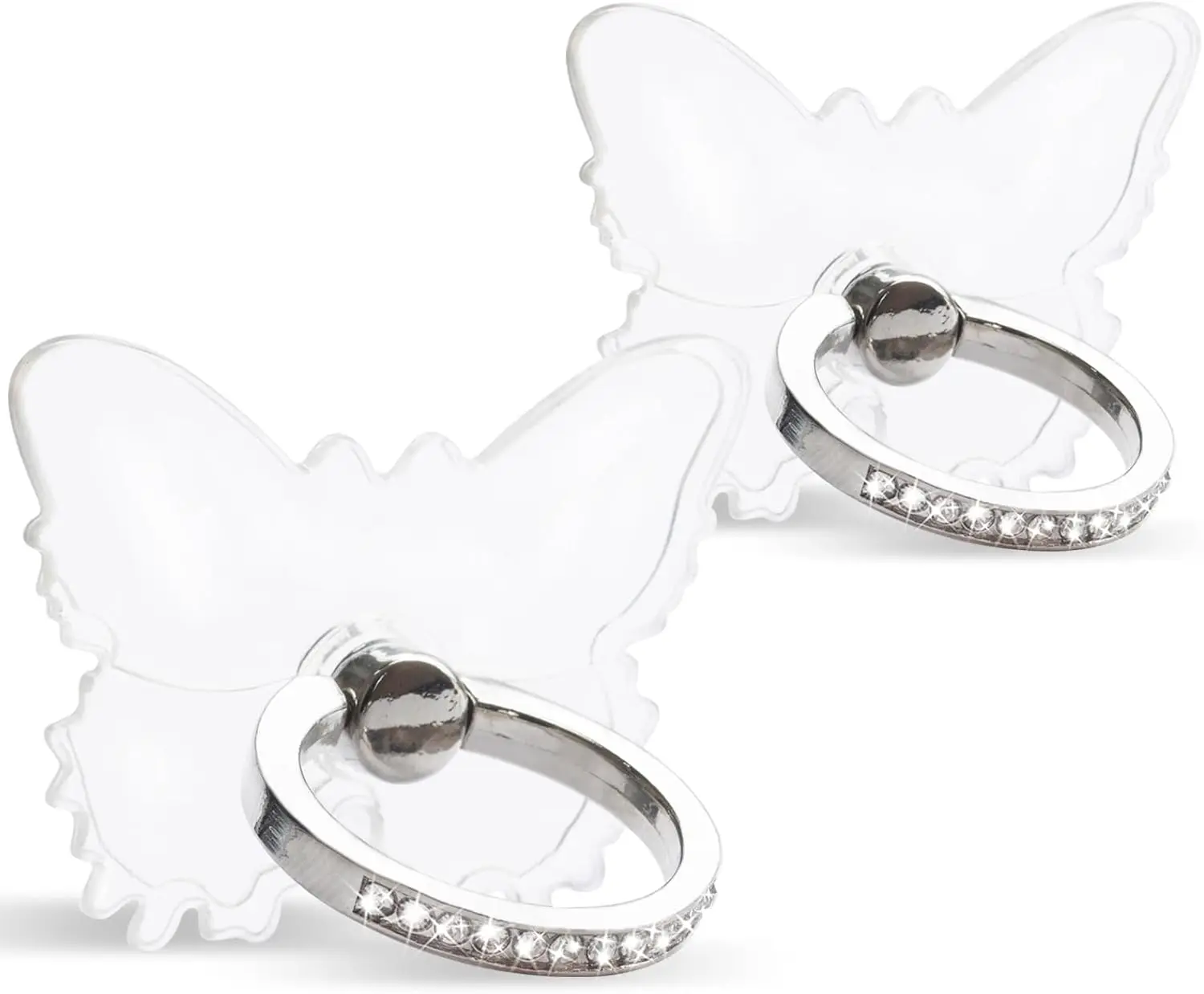 

[2 Pack] Transparent Diamond Setting Cell Phone Ring Holder Stand,360 Degree Rotation and 180 Degree Adjustable Finger Ring Kick