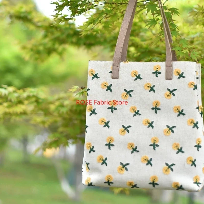 Ins-Inspired 3D زهرة صفراء صغيرة التطريز نسيج القطن الكتان Diy بها بنفسك الملابس اليدوية حقيبة أريكة مفرش المائدة