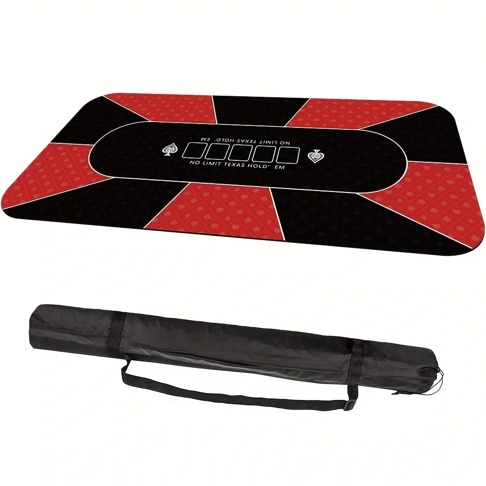 

70 x 35 Inch Poker Mat, 8 Players Texas Hold'em Poker Rubber Mat Poker Topper for Tables with Carrying Bag