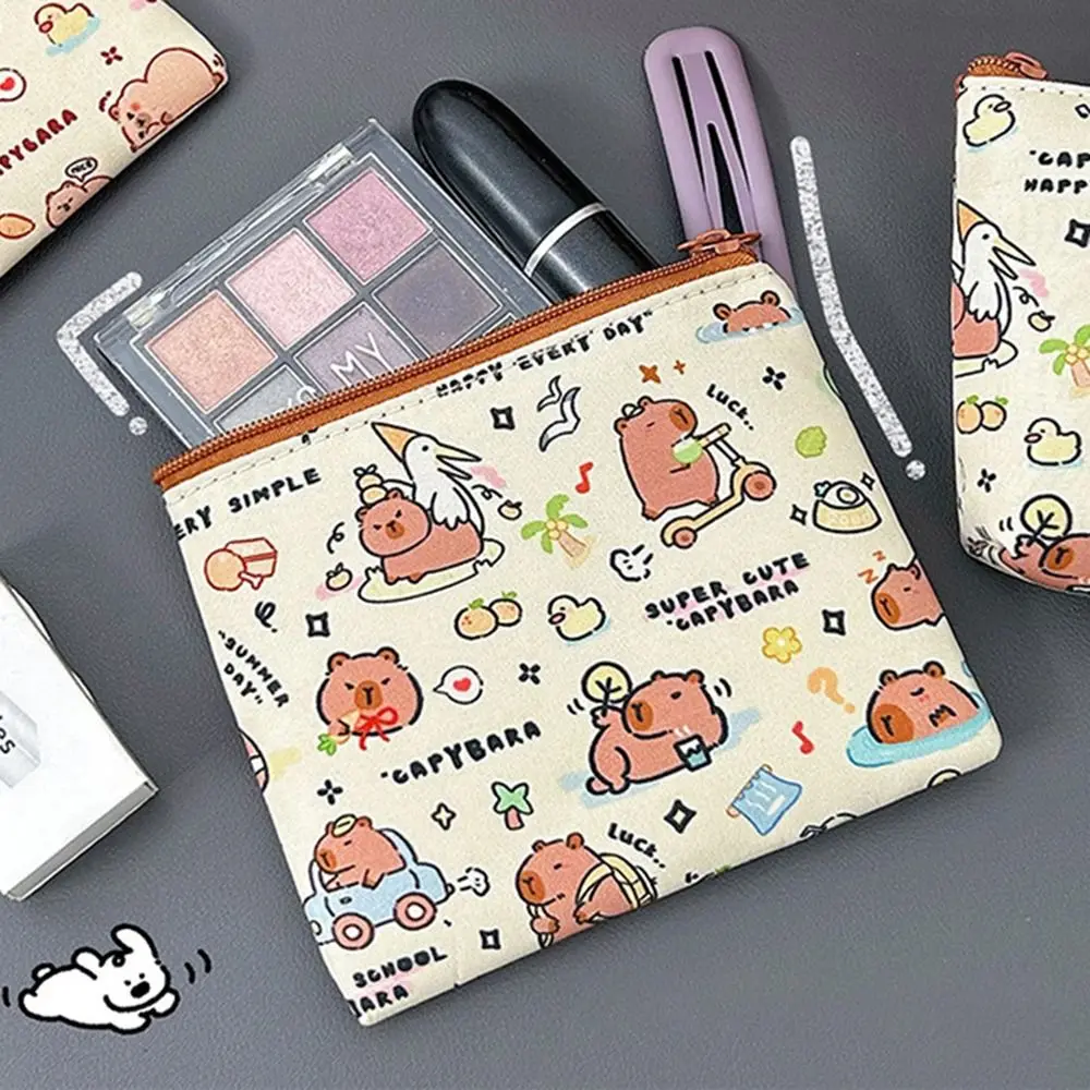 Monedero de capibara bonito, monedero de capibara con patrón de dibujos animados, Mini bolsa de almacenamiento impermeable, cartera portátil, bolsa para llaves