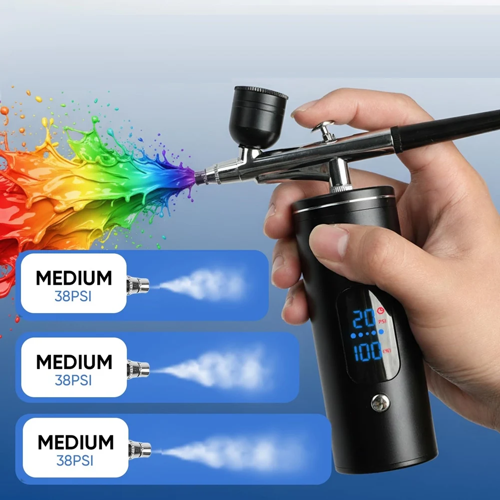 A43TBG Airbrush Kit with Air Compressor,30 PSI High-Pressure Cordless Airbrush, 6000mAh Rechargeable for Painting, Models