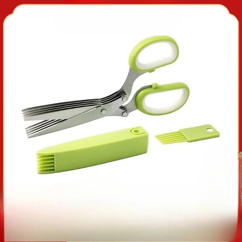 

5 Layer Stainless Steel Scissors Multi Functional Kitchen Herb Scissors for Chives Pepper Seaweed