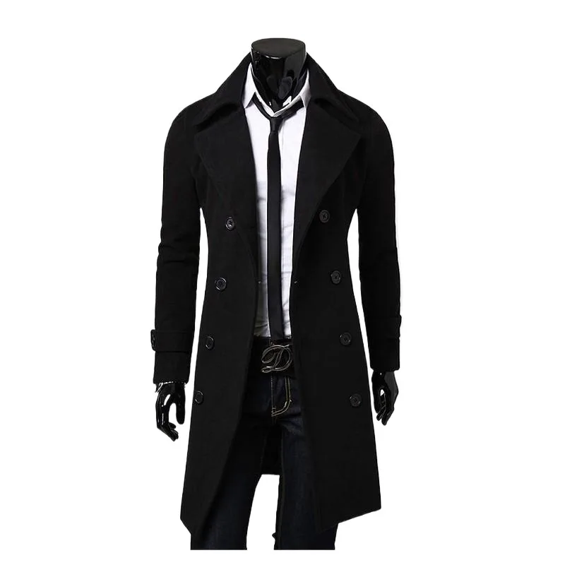 M-XXXL Thickened Version, Trendy Foreign Trade Men's Clothing, European, American and European Versions, Long Woolen Coat