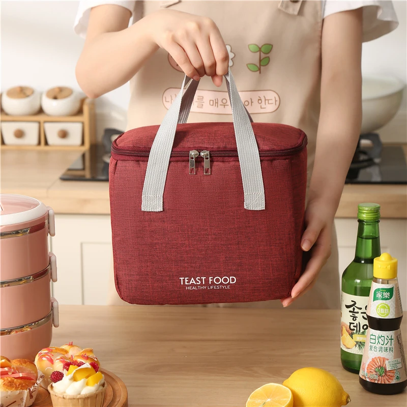 Insulated Lunch Bag Large Thermal Bento Box Storage Handbag Kid Student Picnic Food Pouch Breakfast Organizer Cooler Bags