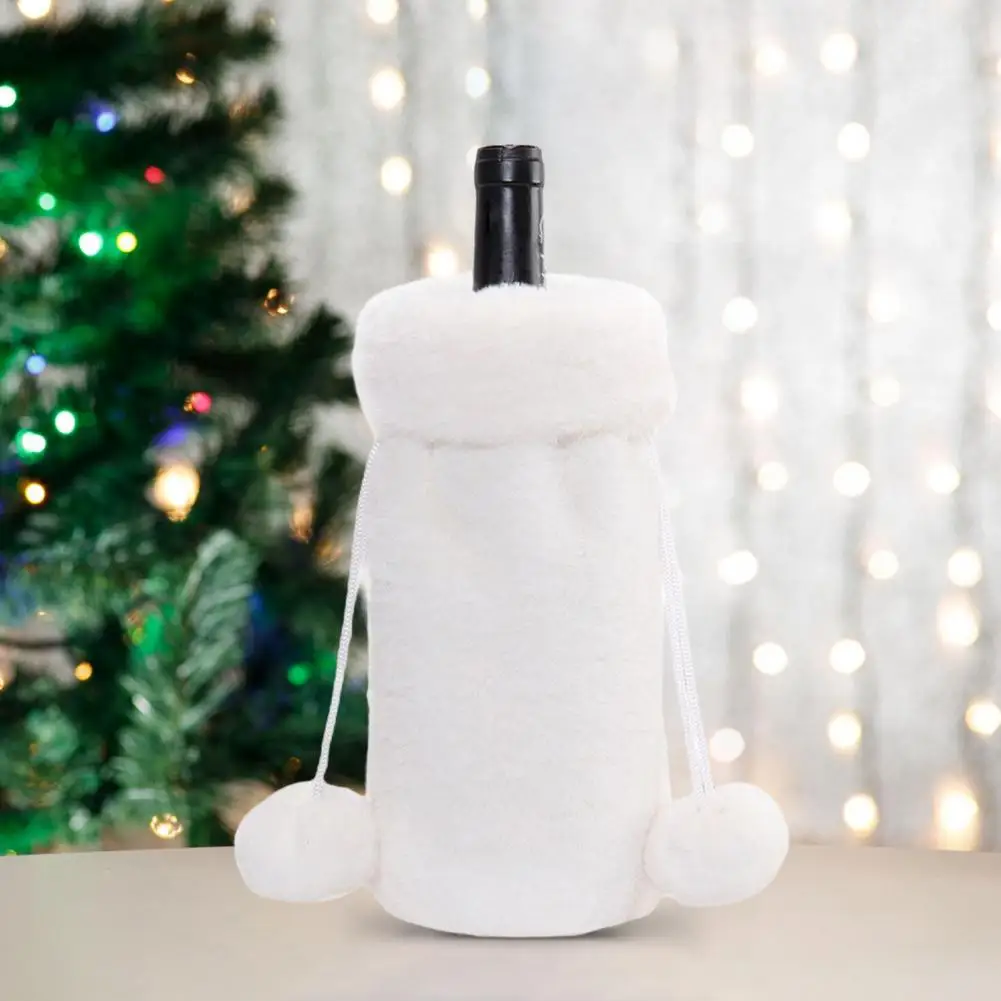 

Christmas Wine Bottle Cover Washable Wine Bottle Cover Festive Faux Fur Wine Bottle Covers for Christmas Party Decor Plush