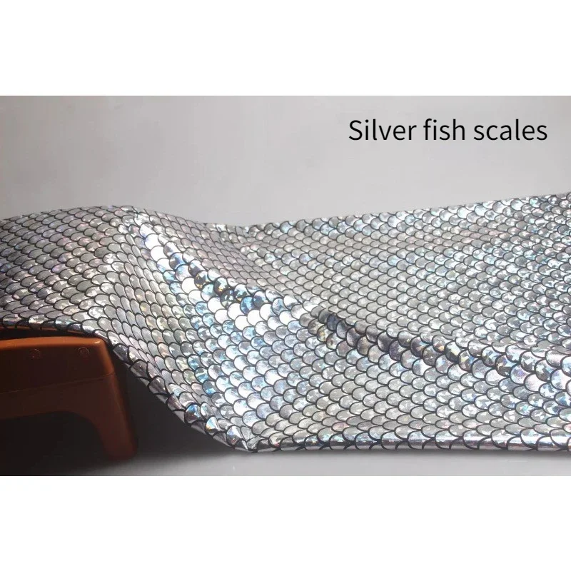 Fish Scale Elastic Bronzing Fabric By The Meter for Stage Costume Skirts Pants Decorative Diy Sewing Soft Shiny Cloth Rainbow