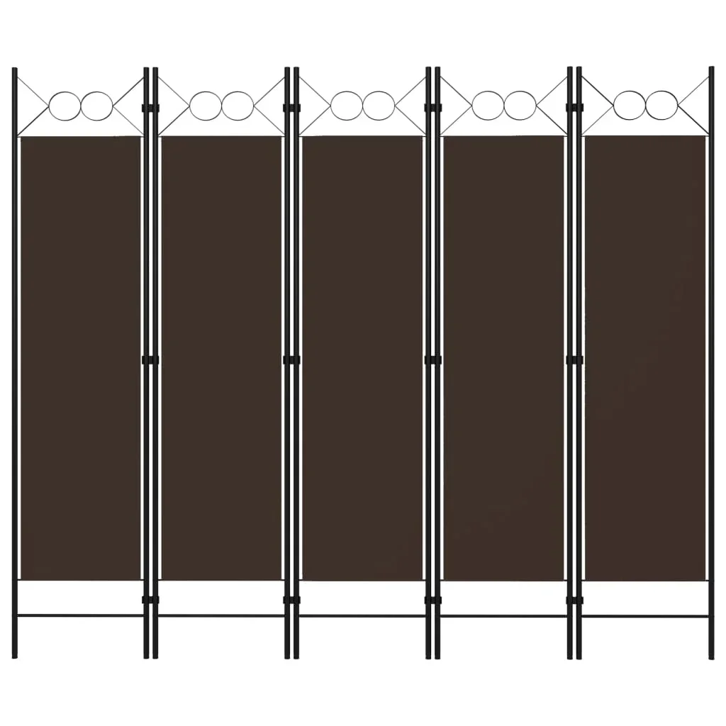 Vidaxl Brown 5-Panel Room Divider 200X180 Cm Privacy Screen,Blackout Screen,Interior Decoration