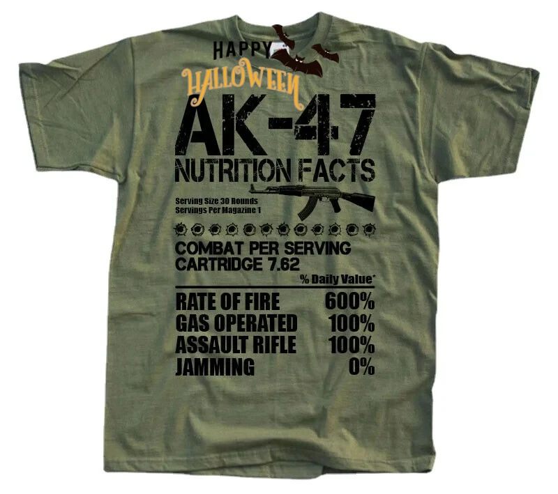 

Russian Kalashnikov AK47 Assault Rifle Nutrition Facts T-Shirt. Summer Cotton Short Sleeve O-Neck Mens T Shirt New S-3XL