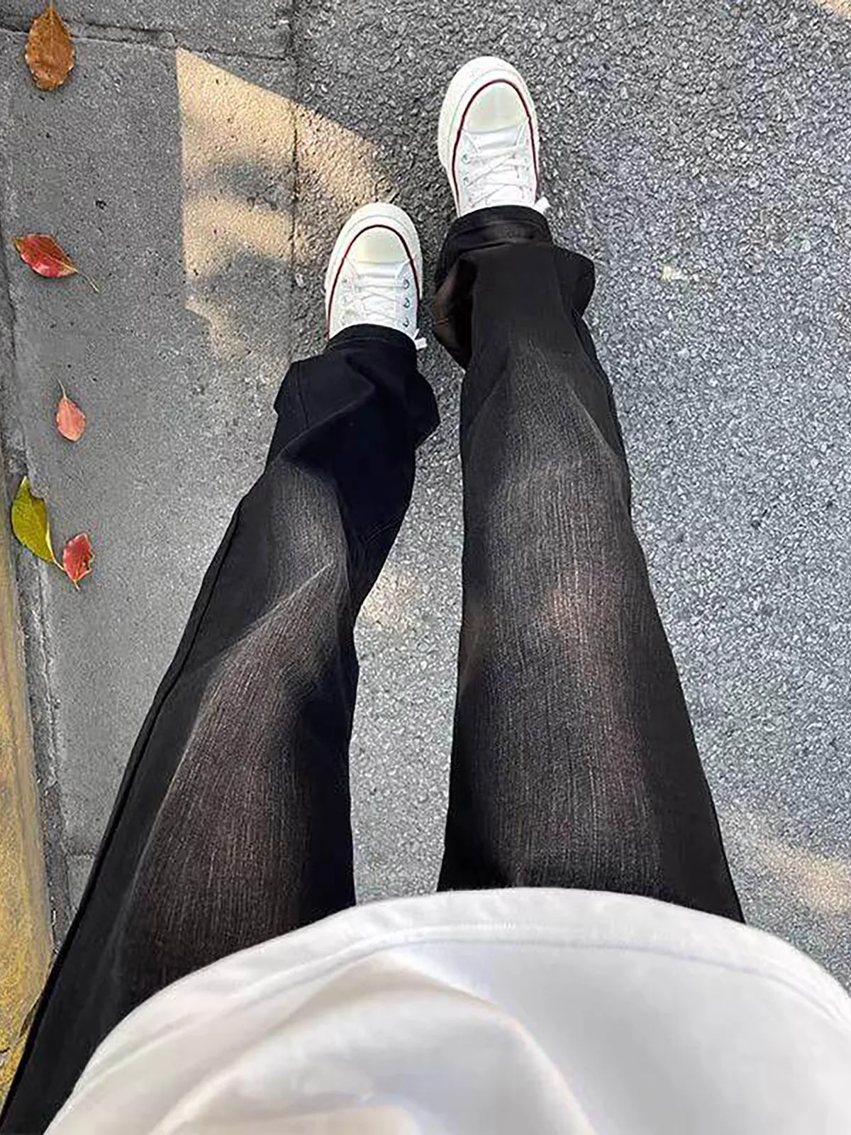 

Мужские джинсы Slimming adient: черные, с эффектом потертости, слегка расклешенные, прямого кроя, повседневные, молодежные, модные, весенние, свободного кроя