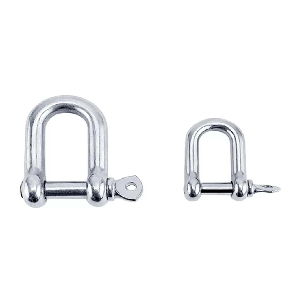 4PcStainless Steel 316 Staples Carabiner D Bow Shackle Clasp For Key Ring Keychain Hook Screw Joint Connector Buckle Boat Marine