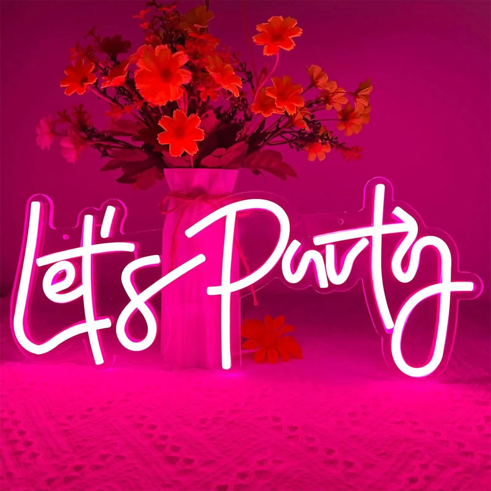 

Lets Plarty Neon Sign Art Led Neon Light Wall Decoration Sign for Party Bar Home Room Wall Decor Neon Lamps