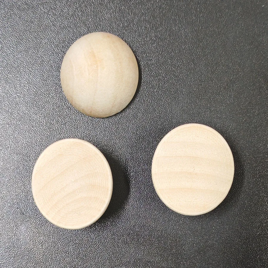 1-100Pcs 10-80mm Natural Flatback Half Round Wooden Balls DIY Craft Jewelry Making Decorative Beads