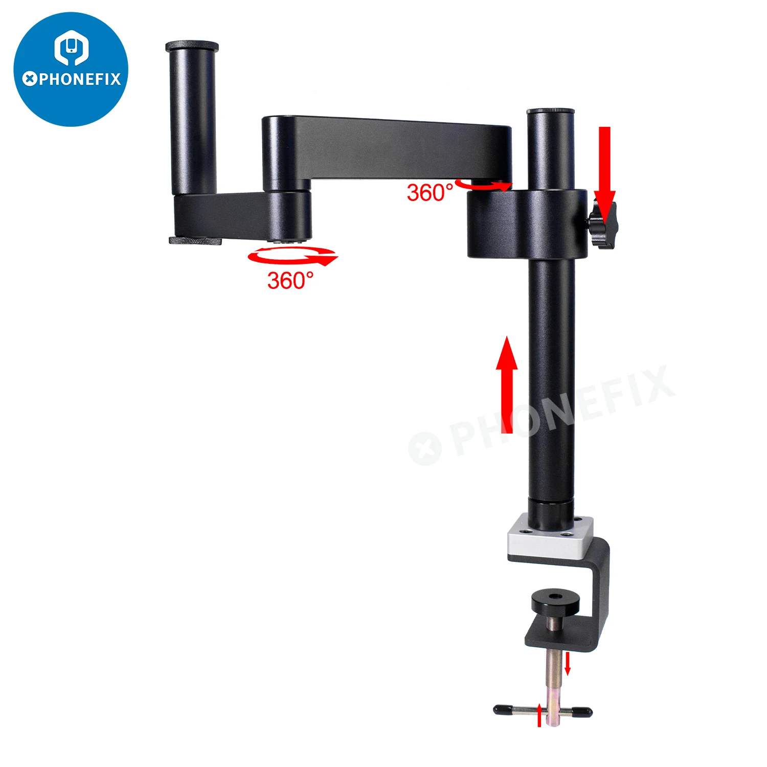 Portable Articulating Arm Clamp Microscope Bracket 76mm 50mm Focusing Holder For Binocular Trinocular Video Microscope Camera