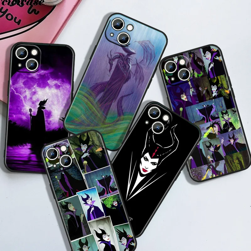 

Disney Maleficent Black Silicone Phone Case For Apple iPhone 15 14 13 12 mini 11 XS XR X 8 7 Pro Max Plus Soft Shell Cover Capa