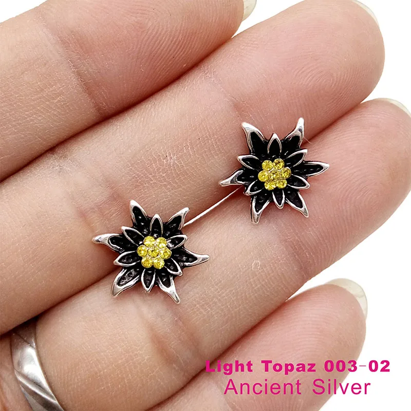 New Bavarian Edelweiss Flower Stud Earings Ladies Costume Jewelry Traditional Colors German Earring For Women Girls