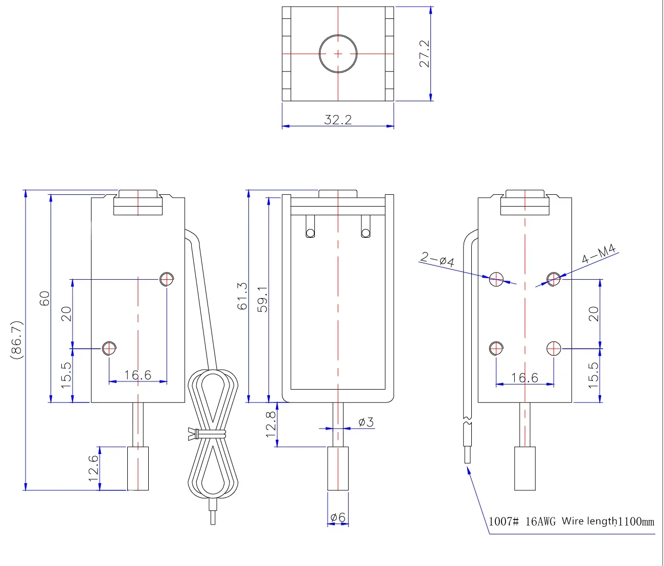 100 szt. Elektromagnes liniowy typu push, 1160S-47, DC120V/AC220V, skok 10 mm, siła 16 kg, z możliwością personalizacji.