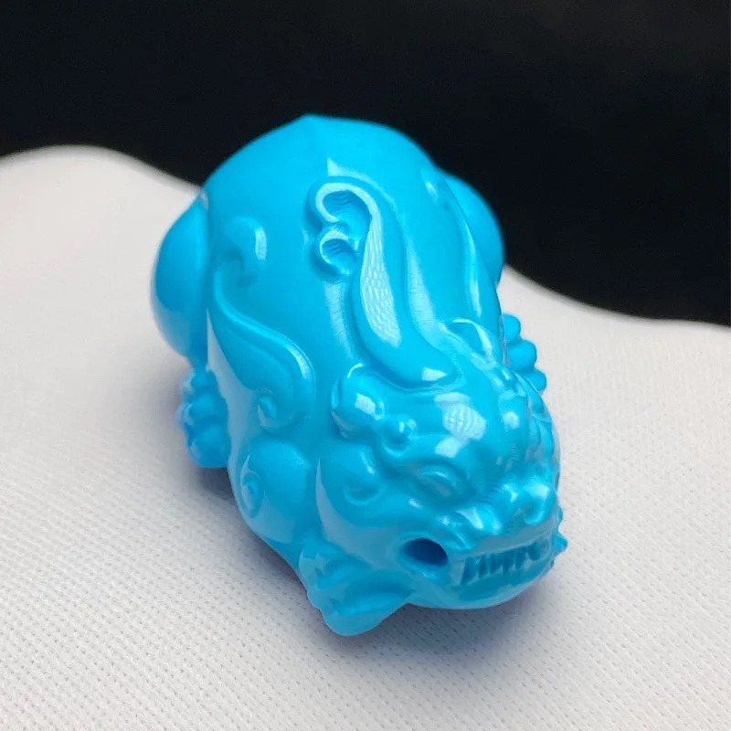 Hubei Shiyan Mine Yungei High Porcelain Blue Green Turquoise Pixiu Bracelet Pendant Accessories Beads