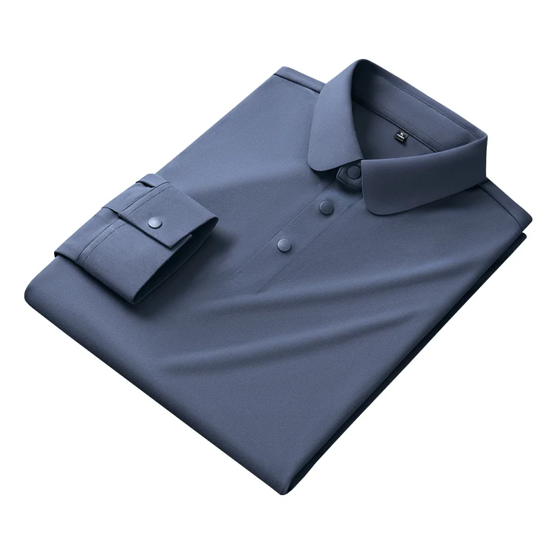 

4XL Men's Shirts Long Sleeve Polo Shirt Man High Quality Men New Business Casual Easy Care Polo Men Shirt Luxury Soft Cozy
