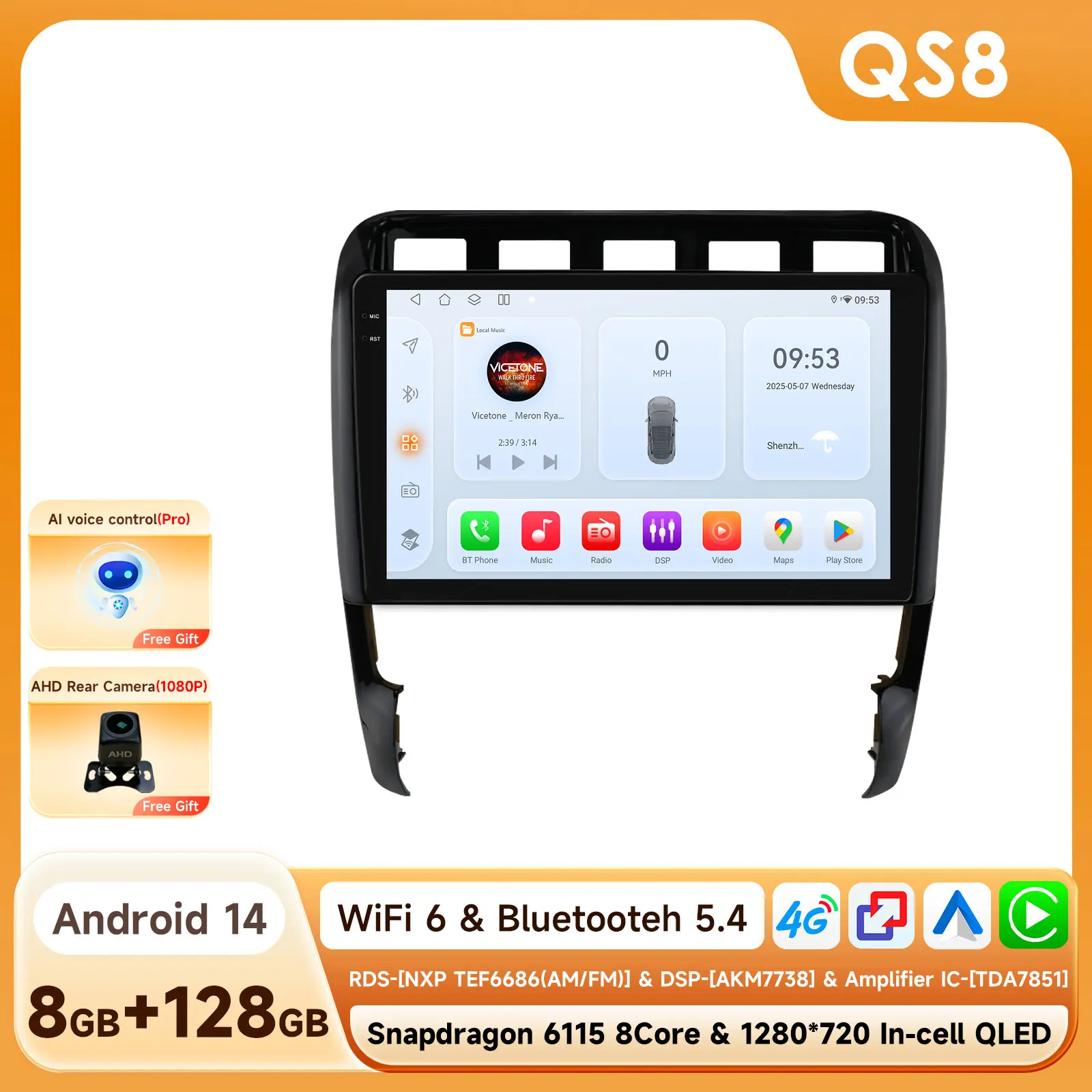 8G 128G CarPlay Android Auto autoradio voor Porsche Cayenne 1 9PA 2002 - 2010 GPS Intelligent Systems Stereo Multimedia autoradio